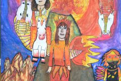 Vier-Elemente-Feuer-1-Gruppenarbeit-5.-Jgst.-150-x-100cm