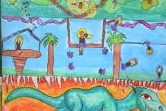 Vier-Elemente-Feuer-und-Erde-Gruppenarbeit-5.-Jgst.-150-x-100cm